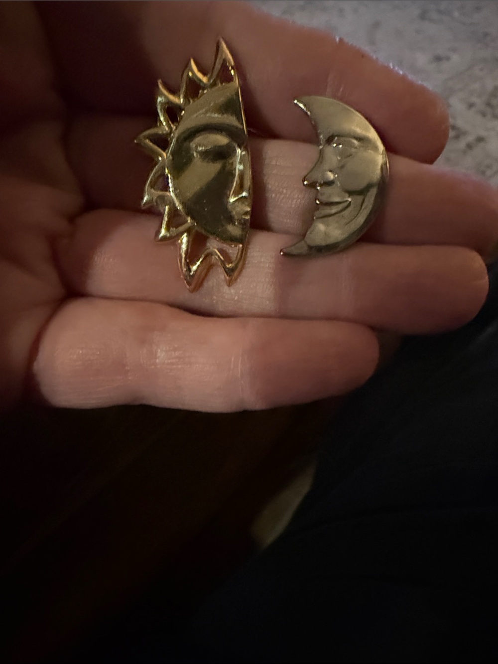 Beautiful Gold and Silver Sun and Moon Earrings